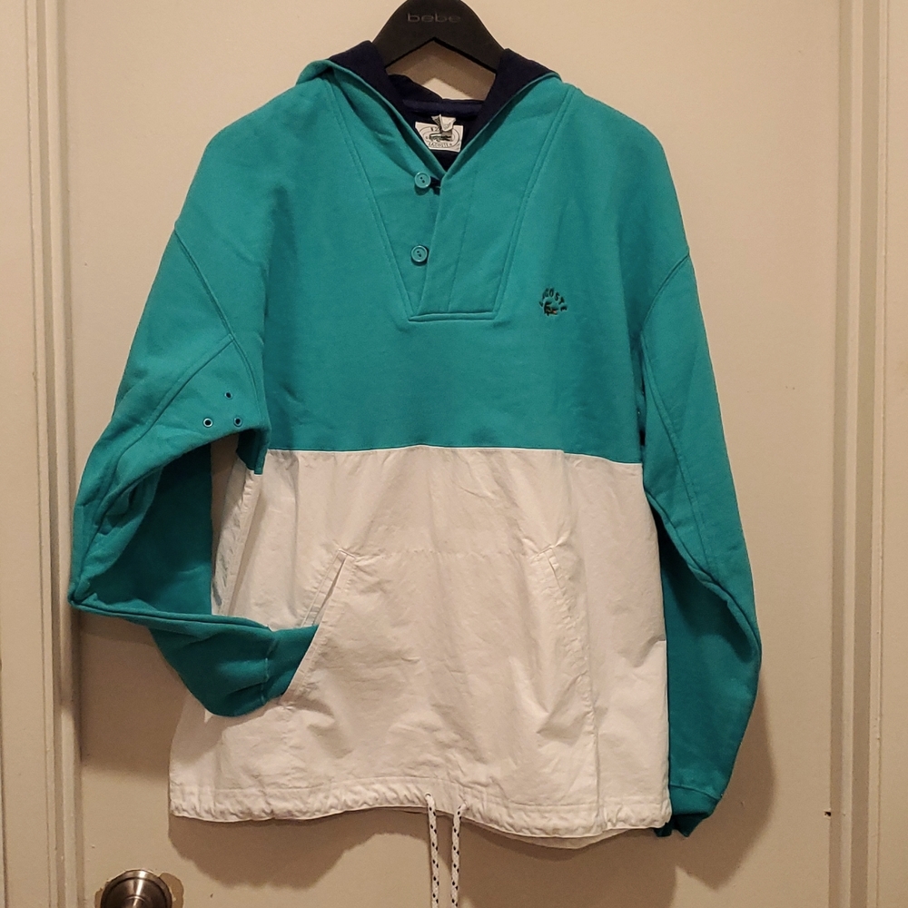 Lacoste Teal and White Hoodie